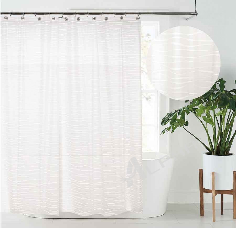 Elegant Off-White Wavy Translucent Shower Curtain - Premium PEVA Material