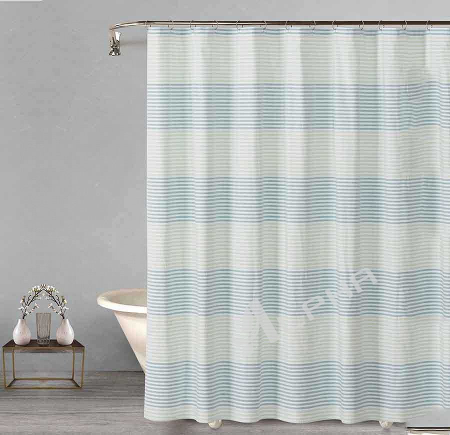 Trendy and Chic Light Blue Stripe Yarn Fabric Shower Curtain - 72 Inches