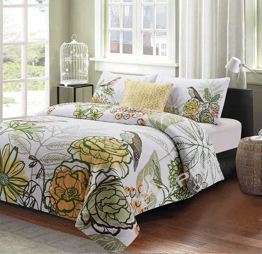 Comforter sets with a bird and flower style bedding design