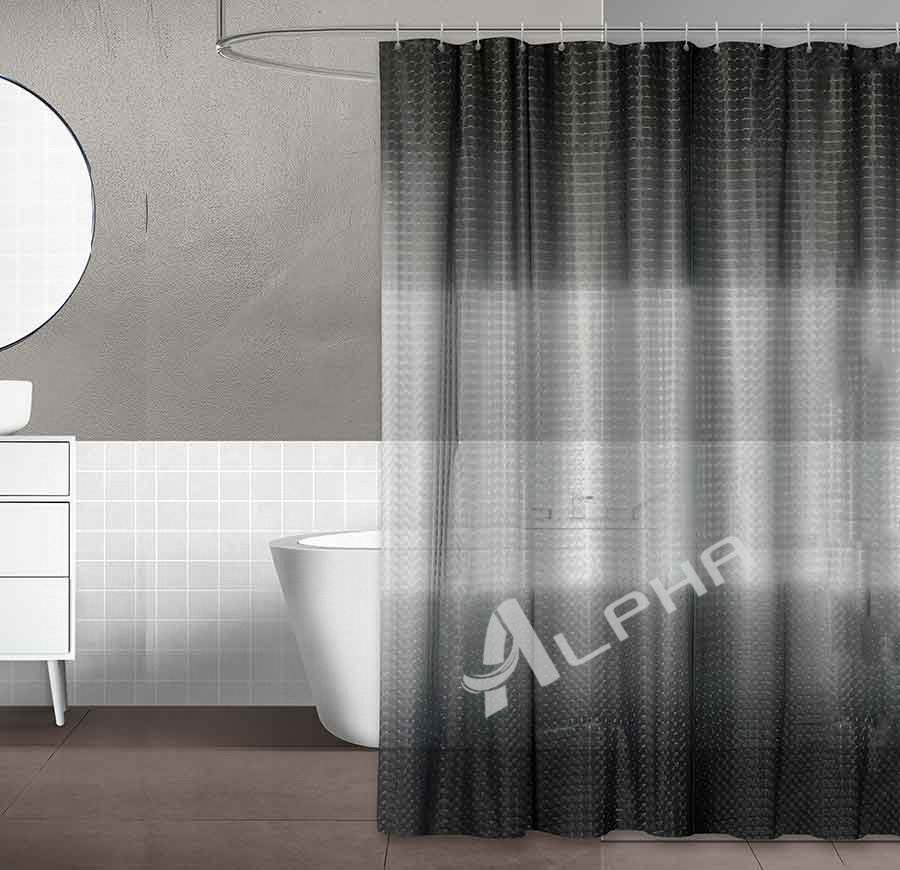 Elegant Black Grommet PEVA Shower Curtain