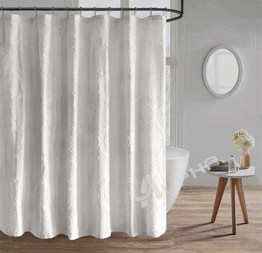 Off-white Shuttle Cut Fabric Shower Curtain