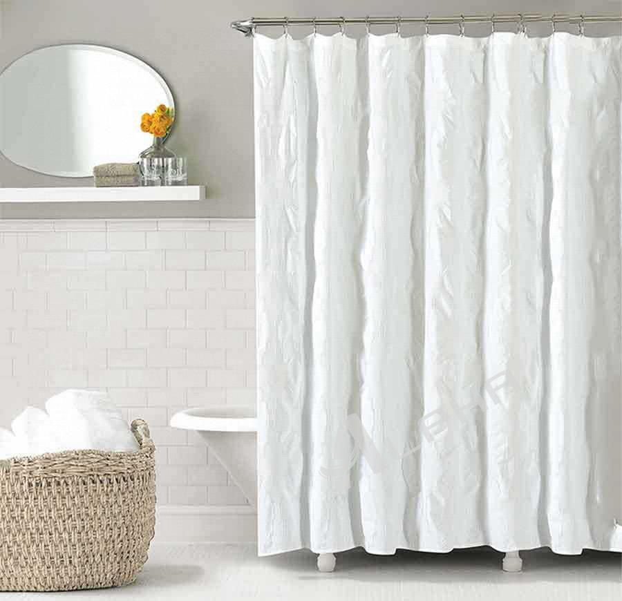 A-WAF-SC Elegant White Pleated Grommet Shower Curtain