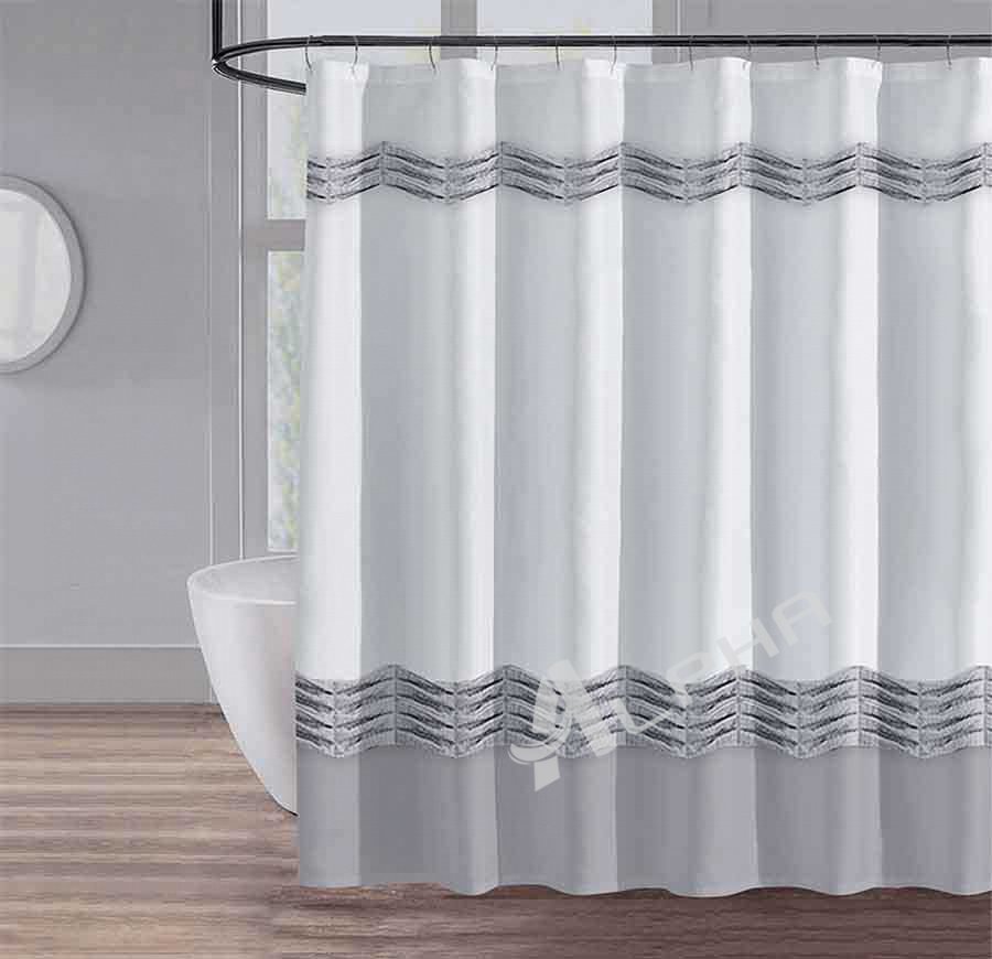 A-TUC-SC gray striped wavy shower curtain