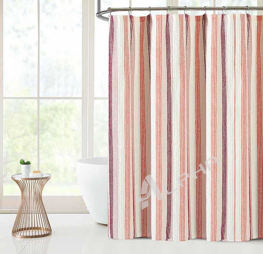 A-SRE-SC Rainbow Striped Cotton Shower Curtain