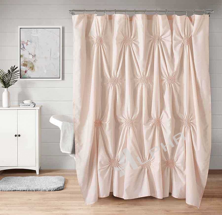 A-PIN-SC Pleated Shower Curtain in Georgia Ruched Blush