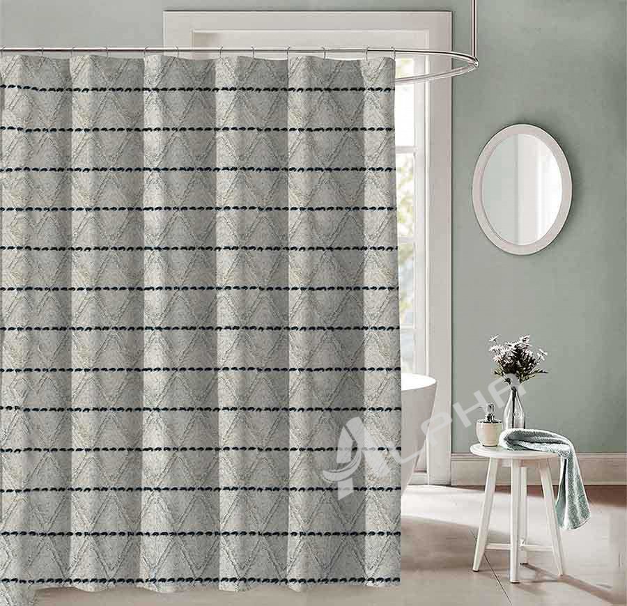 A-LX-SC Gray Stripe Shower Curtain with Grommet - Elegant Bathroom Decor