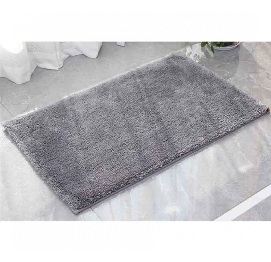 Gray high plush non-slip bathroom rug
