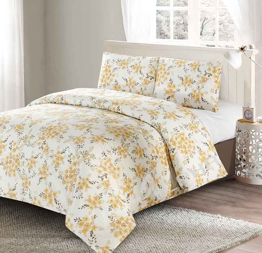 King Size 100% Cotton Watercolor Boho Duvet Set - 3 Pieces