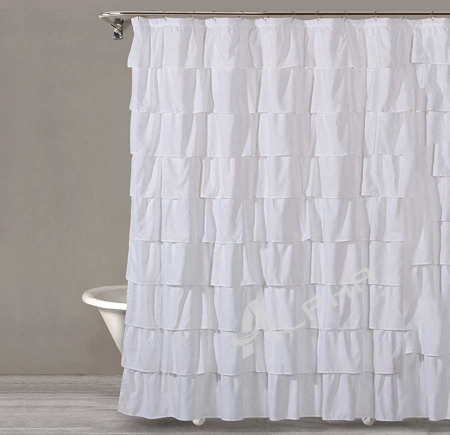 Alpha Textile Ruffle Shower Curtain - Polyester Fabric