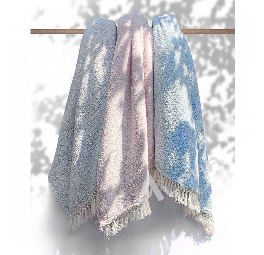 Fringed boho flannel blanket