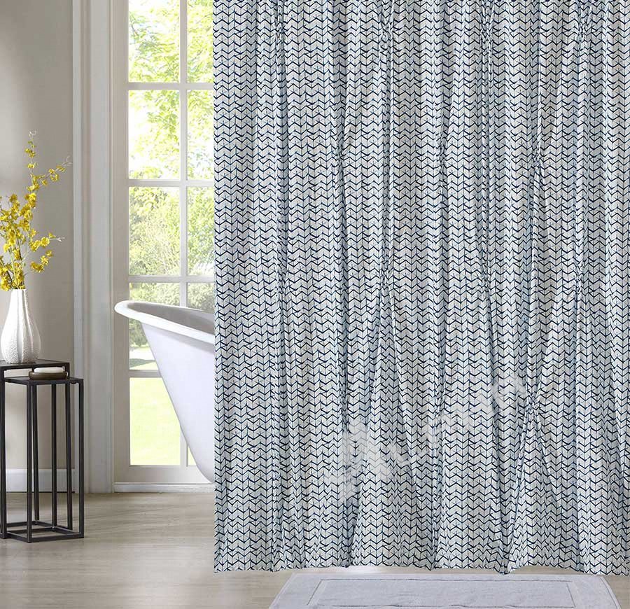 Blue Batik 100% Cotton Shower Curtain - 72"x72" Eco-Friendly
