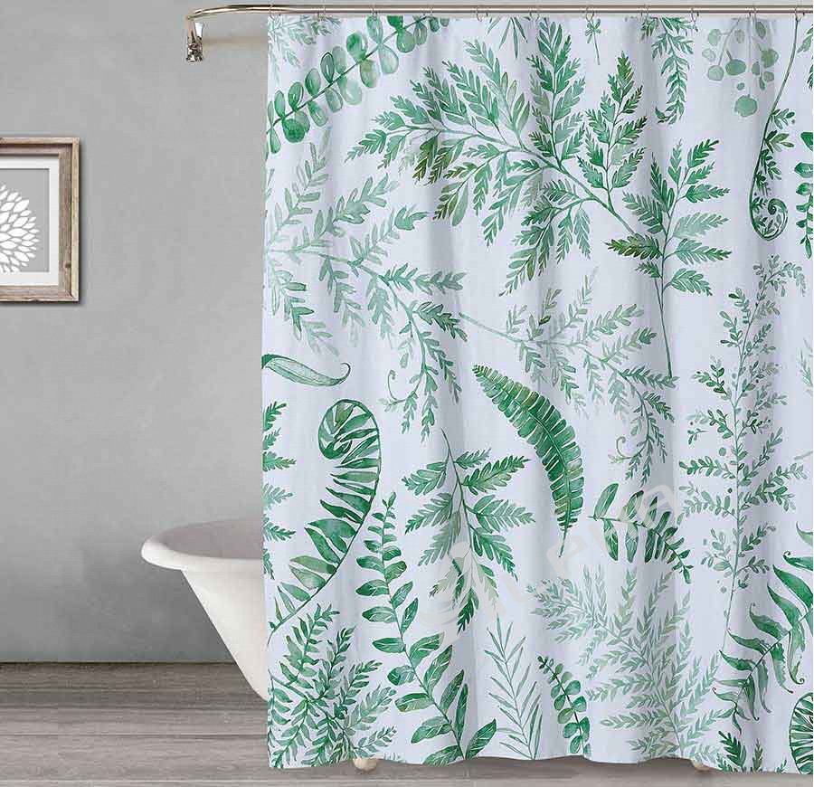 Fern Leaf Sage Green Shower Curtain