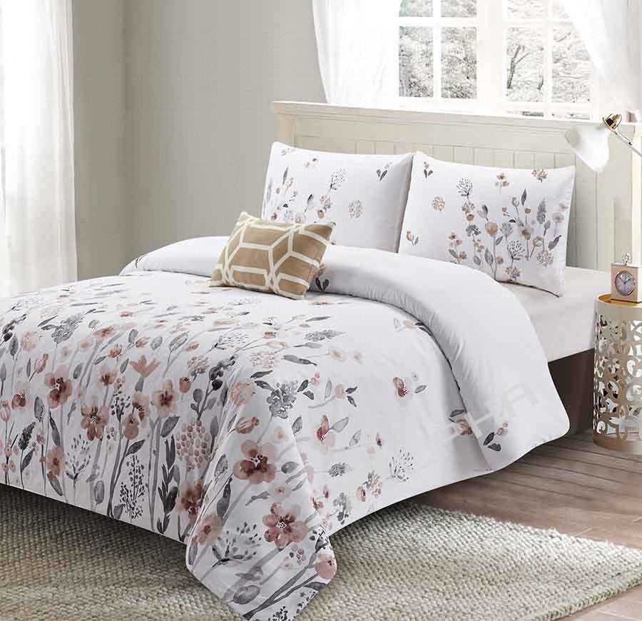 Flora 4pc Comforter Set - King Size - 100% Microfiber