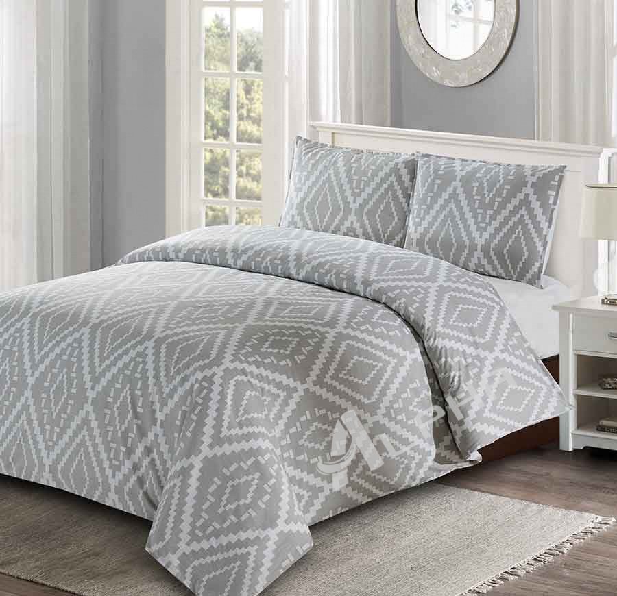 3 Pieces Ikat Geometric Printed Duvet Cover Set