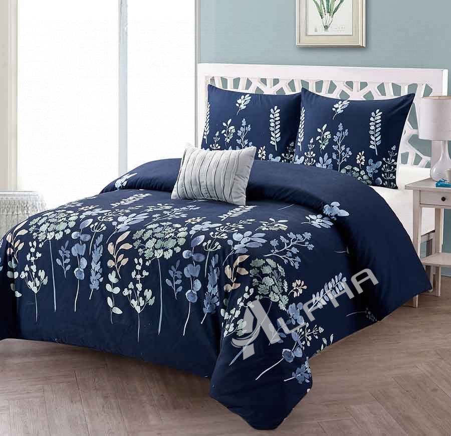 Navy Blue 4-Piece Comforter Set with Pillowcases and Decorative Pillow