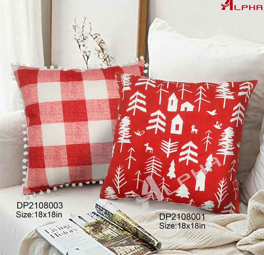 Red printed Christmas decoration pillow