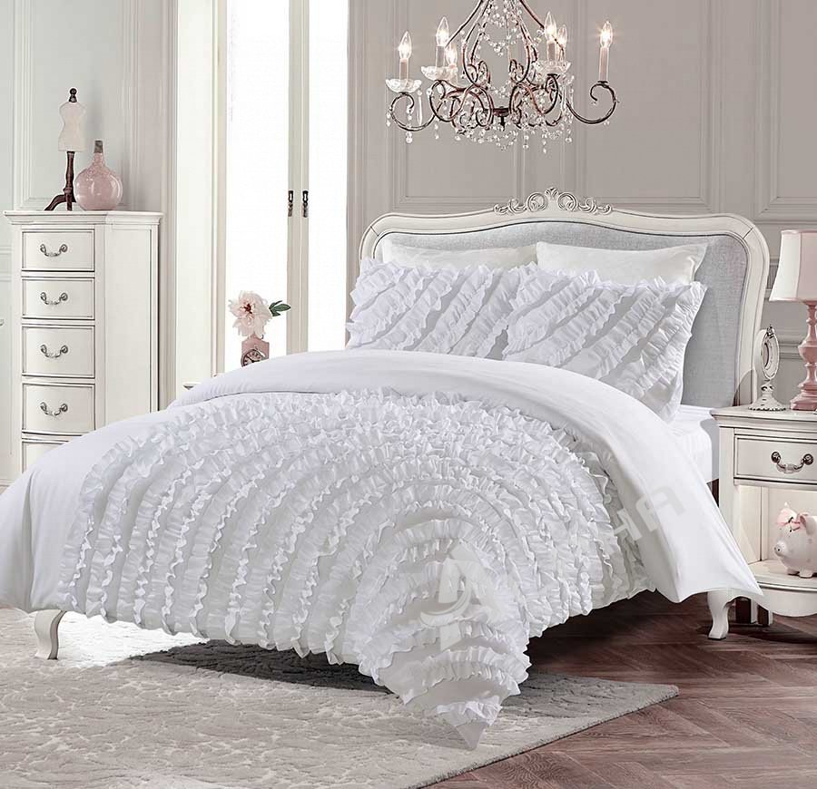 Arielle White Floral Embroidered Polyester 3-Piece Comforter Set