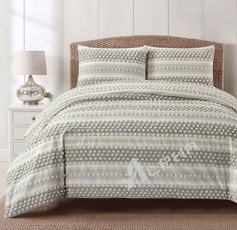 Subtle Elegance: Cordova Muted Grey Stripe Duvet Cover Sets