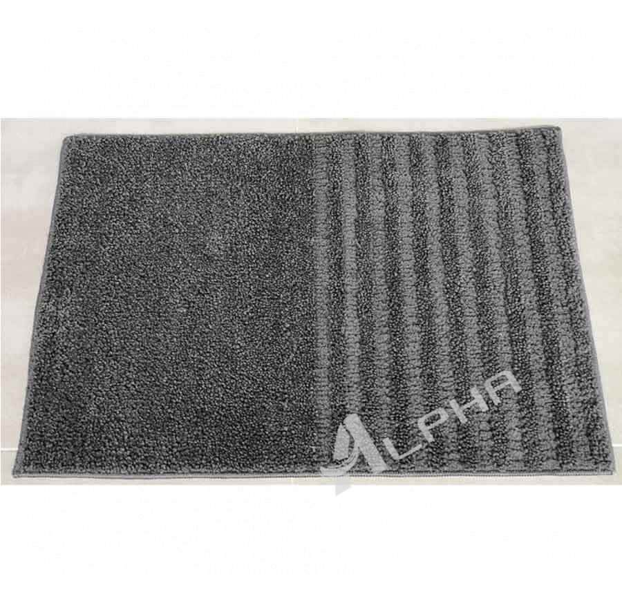 Half striped bathroom mat dark gray