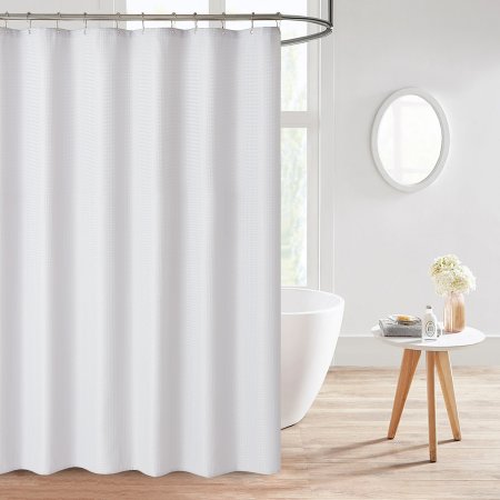 Custom Polyester or 100% cotton waffle shower curtain white waffle weave shower curtain Waterproof liner